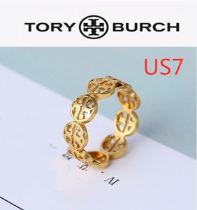 新品　TB037-01 Tory Burch トリーバーチ　定番　ロゴ　リング　指輪 US7 日本サイズ約14号　ゴールド