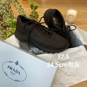 送料無料　PRADA　プラダ　リナイロンギャバジンプラックス01スニーカー　37.5　24.5cm相当　ブラック