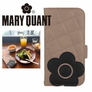 新品 マリークワント iPhone14 手帳型 ケース MARY QUANT おしゃれ ブラウン トープ/ブラック スマホケース
