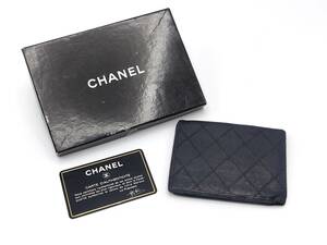 CHANEL シャネル ラムスキン 2つ折り財布 ダブルステッチ ブラック 0262350【5135】