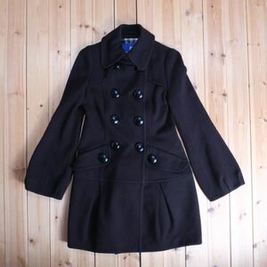 お買い得◆BURBERRY BLUE LABEL◆バーバリーブルーレーベル◆レディース　女性用　ダブルボタンコート　[38] ブラック br07016902