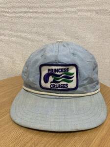 80's USAヴィンテージ Cali-Fame キャップ 帽子 PRINCESS CRUISES /企業キャップ トラッカー USA製　L 水色系