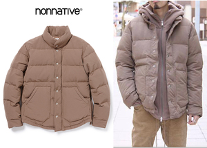 ★新品★ nonnative HIKER DOWN COAT C/N TUSSAH ベージュ 1 ダウンジャケット 18A/W　スタンドカラー