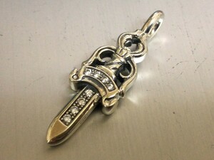 美品 クロムハーツ ダブルダガーペンダント ダイヤ 片面カスタム CHROME HEARTS