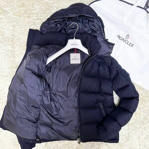 未使用級・超希少XL!!未使用級★MONCLER モンクレール モンジュネーブル ウール ダウンジャケット ブルゾン アウター ネイビー サイズ2