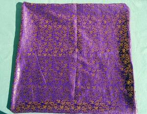  zabuton cover . front sama . front . interval purple color *. writing gold thread woven 