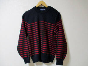  France made *SAINT JAMES St. James long sleeve marine sweater black × red size XS (3Eke