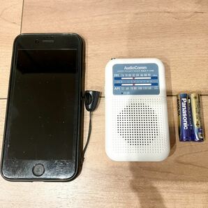 ★送料無料★ポケットラジオ 新品電池2本付 AudioComm RAD-F125N-Wオーム電機 AM FM ラジオ