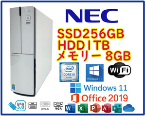 ★NEC★スリム型★超高速 i5-4570/新品SSD256GB+HDD1TB/大容量8GBメモリ/Wi-Fi(無線)/USB3.0/Windows 11/MS Office 2019★