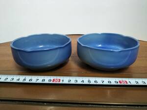 コレクション　昭和　レトロ　アンティーク　小皿　料理皿　ブルー系　陶器　2個　まとめて
