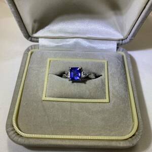 Pt900 プラチナ900 （青）1.21ct （D）0.23ct 総重量約6.92g 指輪 リング アクセサリー 刻印あり 箱付き