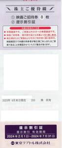 東京テアトル　東京テアトル株主優待8枚綴1冊　男性名義　　送料無料！