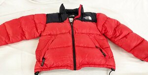 THE NORTH FACE ダウンジャケット ノースフェイス グースダウン100％ フードインカラー 赤黒 シェルライニングナイロン100％　M　TPSP-72