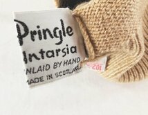 プリングル Pringle Intarsia スコットランド製 茶系 Vネック セーター 長袖 102cm 40 LR-12_画像4