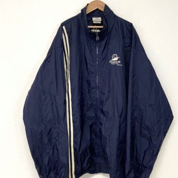 激レア 90s adidas アディダス 98年 サッカーW杯 フランス 限定 ナイロンジャケット メンズXL ネイビー 入手困難