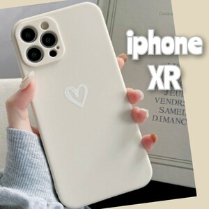 iPhoneXR iPhoneケース iPhoneカバー ホワイト 白 ハート おしゃれ かわいい くすみカラー TPU素材