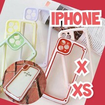 iPhoneX iPhoneXS レッドカラー 赤 赤色 iPhoneケース シンプル フレーム カラーケース スマホケース 背面保護 かわいい 推し活_画像1