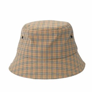 【1円開始】BURBERRY バーバリー バケットハット 帽子 チェック柄 サイズL ベージュ 8044075 コットン100％ ハット Aランク 中古 銀蔵