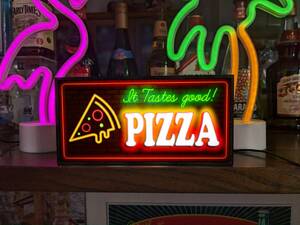 PIZZA pizza Italian Italian food pasta bread store kitchen car miniature lamp lighting signboard ornament miscellaneous goods light BOX illumination signboard lightning signboard 