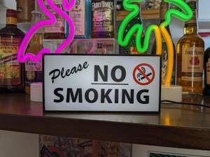 【NO SMOKING】タバコ たばこ 煙草 禁止 禁煙エリア店舗 自宅 サイン ランプ 照明 看板 置物 アメリカン雑貨 ライトBOX 電飾看板 電光看板