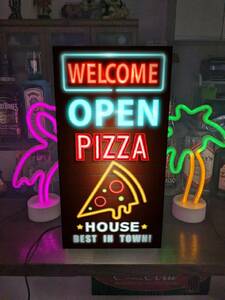 【Lサイズ】PIZZA ピザ イタリアン イタリア料理 OPEN オープン 営業中 開店 店舗 キッチンカー ランプ 照明 看板 置物 雑貨 ライトBOX