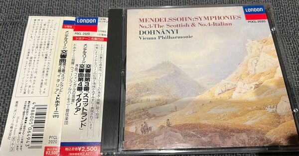 ドホナーニ/ウィーンフィル　メンデルスゾーン　交響曲第3、4番他　LONDON 国内盤CD 中古品