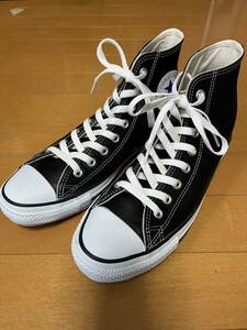 コンバース CONVERSE★チャックテイラー★レザー ブラック ハイカット★US9.0 27.5cm★ほぼ未使用黒 ブラック オールスター★