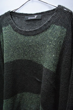 GROUND Y Border poplar knit Jumbo drape knit グラウンドワイ/ニット/セーター/ボーダー/ブラック_画像3