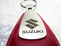 SUZUKI/スズキ US純正 本革レザー・丸型キーリング/レッド(赤)【GENUINE PARTS】新品/_画像3