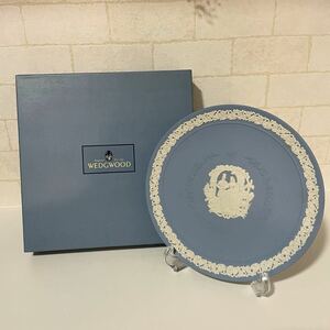 WEDGWOOD ウェッジウッド ジャスパー ウェディングプレート ブルー　陶器 WEDDING DAY 未使用　ヨゴレ有り　青　皿　インテリア　飾り