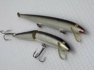 ラパラ RAPALA① 旧タイプの口紅モデル クロ／ギン フローティングとフローティング-ジョイント J-11　2本 オールド・ミノー 希少