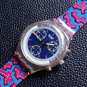 完動品 Swatch CHRONO クロノ ヴィンテージ - Wild Card (SCK100)