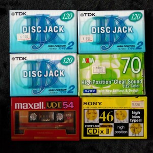 こ093 【新品未開封】ハイポジ カセットテープ6本 SONY maxell TDK 平成 昭和 レトロ