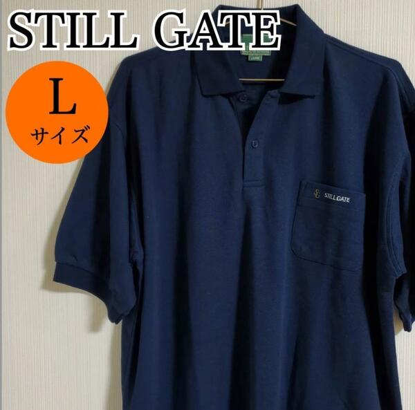 STILL GATE スティルゲート 半袖 ポロシャツ スポーツ ネイビー メンズ サイズL【k157】