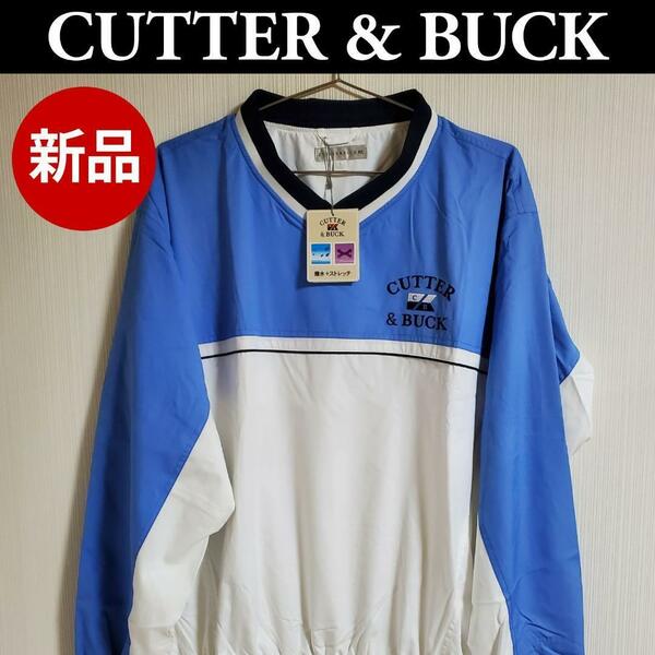 【新品】CUTTER&BUCK カッターアンドバック DESCENTE デサント 長袖 Vネック ヤッケ ウィンドブレーカー ゴルフ L【k93】