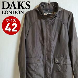 DAKS london ダックス ロンドン コート アウター フード付き ブラウン サイズ42 【k122】