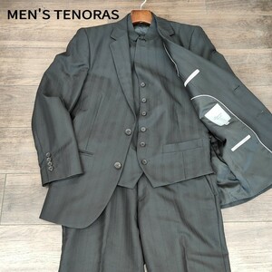 MEN'S TENORAS スリーピース セットアップ スーツ Мサイズ 哀川翔 的場浩司 愛用 3Pセット ストライプ メンズティノラス ブラック 紳士 SC