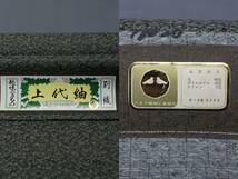 着物　反物　T875　/　呉服屋　在庫品　未仕立て　小紋　ウール　花模様　緑色　濃緑　深緑　模様　古典　着物　和装　上代紬 アンサンブル_画像4