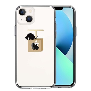 iPhone13mini ケース クリア 猫 キャットタワー スマホケース 側面ソフト 背面ハード ハイブリッド