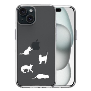 iPhone15Plus ケース クリア 陽だまりのにゃんこ ねこ 猫 ホワイト スマホケース 側面ソフト 背面ハード ハイブリッド