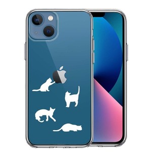 iPhone13mini ケース クリア 陽だまりのにゃんこ ねこ 猫 ホワイト スマホケース 側面ソフト 背面ハード ハイブリッド