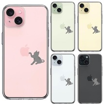 iPhone15Plus ケース クリア にゃんこ ねこ どら猫 リンゴきになる スマホケース 側面ソフト 背面ハード ハイブリッド_画像2