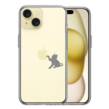 iPhone15Plus ケース クリア にゃんこ ねこ どら猫 リンゴきになる スマホケース 側面ソフト 背面ハード ハイブリッド_画像1