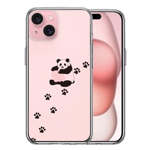 iPhone15 ケース クリア パンダ リンゴ大好き スマホケース 側面ソフト 背面ハード ハイブリッド