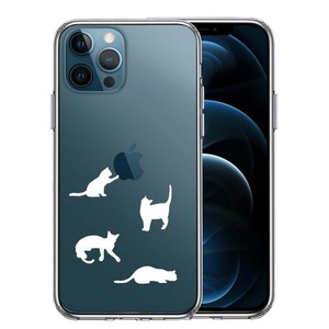 iPhone12Pro ケース クリア 陽だまりのにゃんこ ねこ 猫 ホワイト スマホケース 側面ソフト 背面ハード ハイブリッド