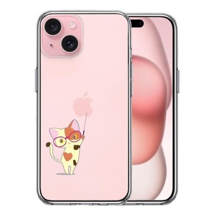 iPhone15Plus ケース クリア ジャケット 三毛猫 メガネ スマホケース 側面ソフト 背面ハード ハイブリッド