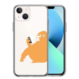 iPhone13mini ケース クリア ゴリラ オレンジ スマホケース 側面ソフト 背面ハード ハイブリッド