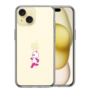 iPhone15Plus ケース クリア ピンク Panda パンダ 小走り スマホケース 側面ソフト 背面ハード ハイブリッド