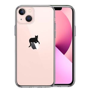 iPhone13mini ケース クリア 猫 りんごペチペチ スマホケース 側面ソフト 背面ハード ハイブリッド