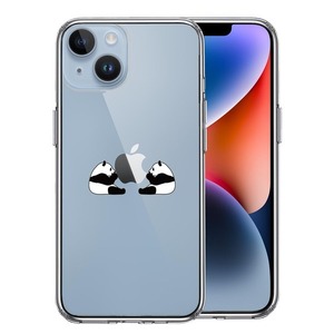 iPhone14 ケース クリア 双子 パンダ りんご モグモグ スマホケース 側面ソフト 背面ハード ハイブリッド